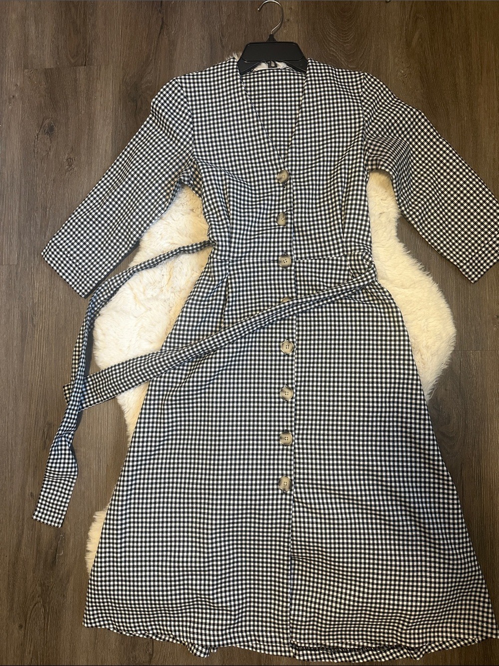 MANGO Black and White Gingham Button-Front Women's Dress size 2 - Picture 1 of 6